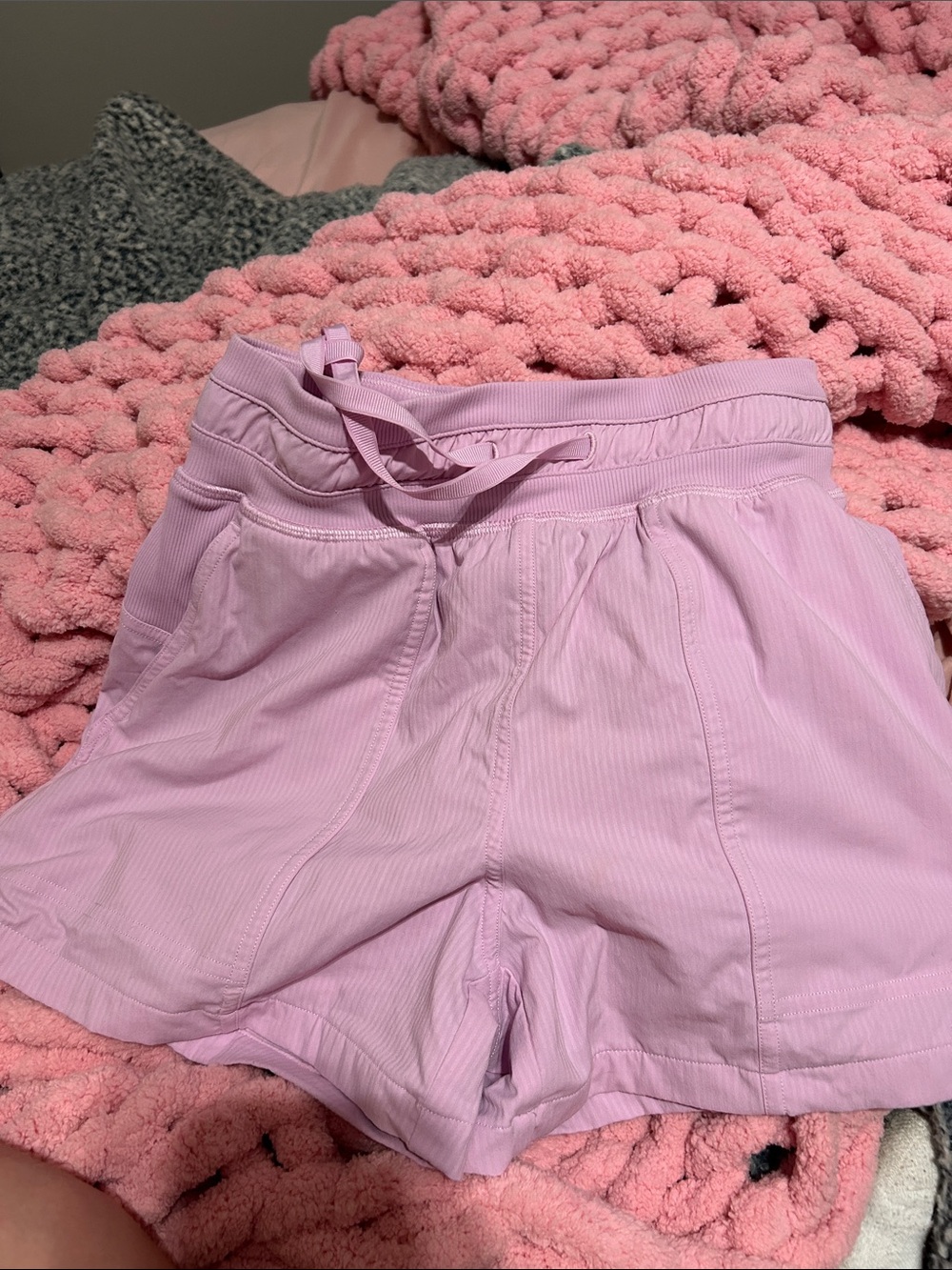 Lilac Drawstring Athletic Shorts